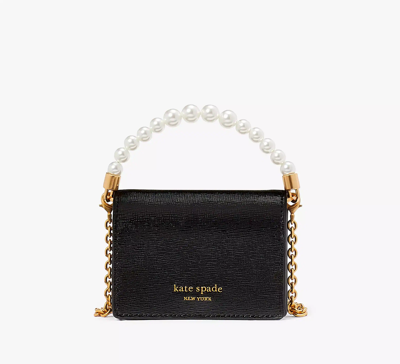 Shop Kate Spade Morgan Embellished Chain Card Case In Black