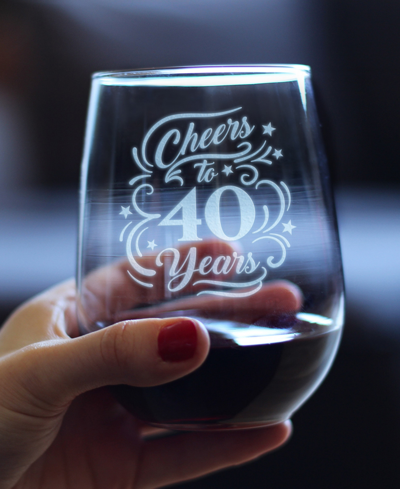 Bevvee Cheers To 40 Years 40th Anniversary Gifts Stem Less Wine Glass, 17 oz In Clear