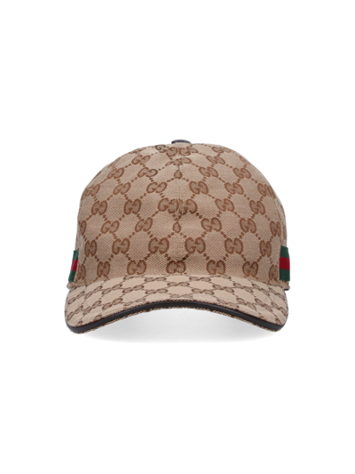 Shop Gucci Logo Baseball Hat In Brown