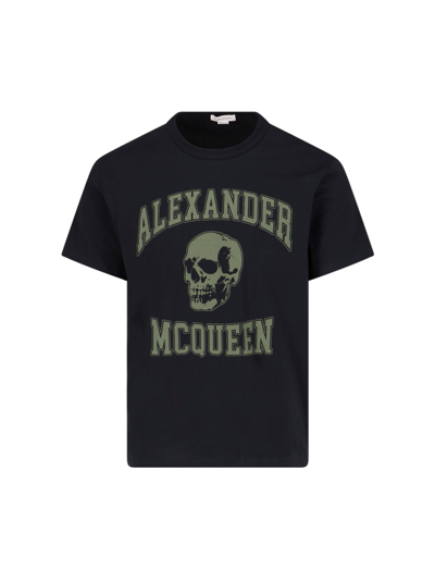 Shop Alexander Mcqueen 'varsity' T-shirt In Black  