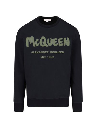 Shop Alexander Mcqueen Logo Crewneck Sweatshirt In Black  