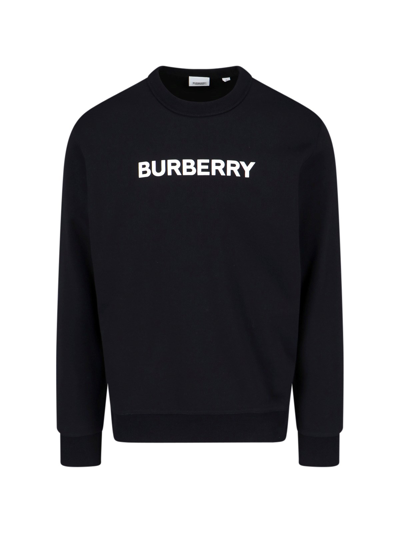 Shop Burberry Logo Crewneck Sweatshirt In Black  