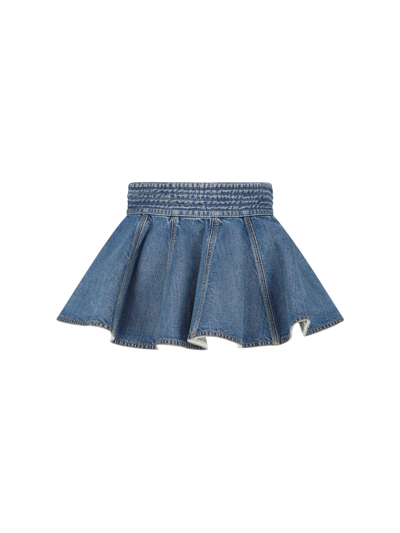 Shop Alaïa Denim Mini Skirt In Blue