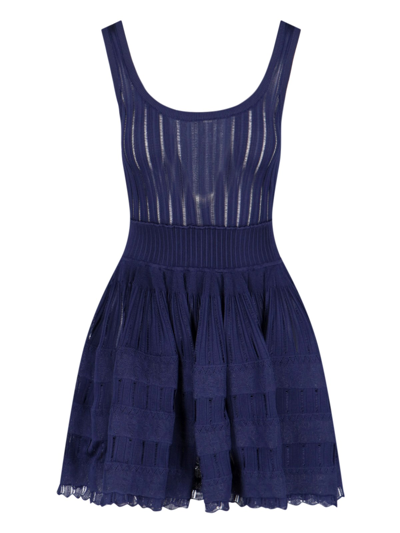 Shop Alaïa 'crinoline' Midi Dress In Blue