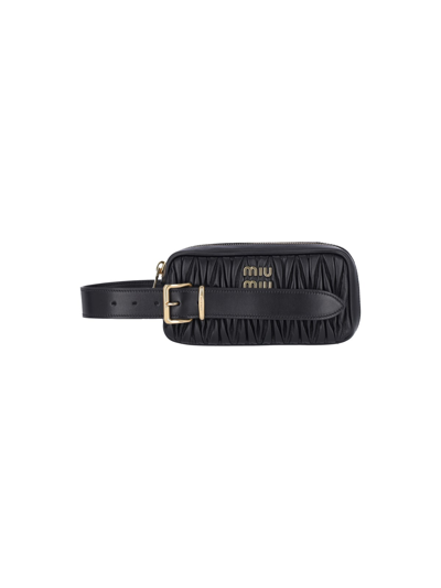 Shop Miu Miu Puoch Matelassé Logo In Black  