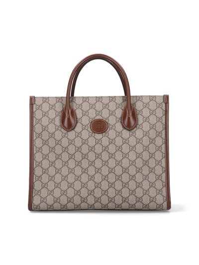 Shop Gucci 'gg' Small Tote Bag In Brown
