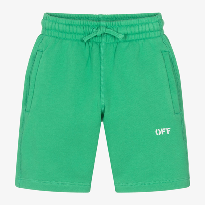 Shop Off-white Green Cotton Jersey Shorts