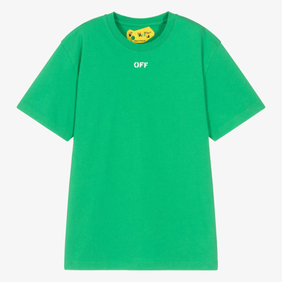 Shop Off-white Teen Green Cotton T-shirt