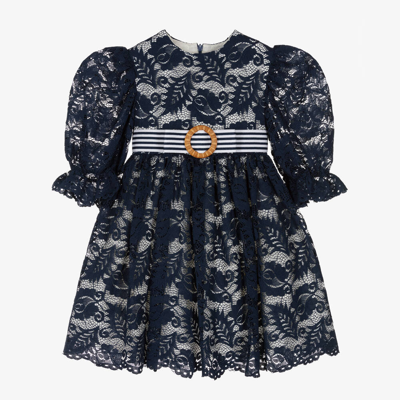 Shop Irpa Girls Navy Blue Lace Dress