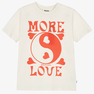 Shop Molo Teen Girls Ivory Yin Yang Cotton T-shirt