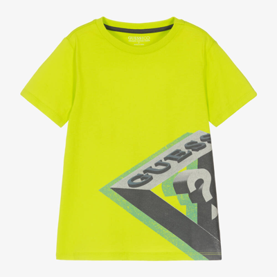 Shop Guess Junior Boys Lime Green Cotton T-shirt