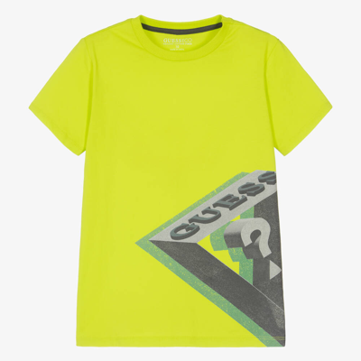 Shop Guess Teen Boys Lime Green Cotton T-shirt
