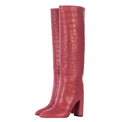Shop Toral Lampone Tall Boots With Animal Print In Red