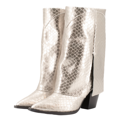 Shop Toral Vegas Light Gold  Textured Boots In Silver