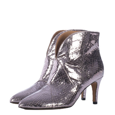Shop Toral Textured Mauve Leather Ankle Boots In Purple