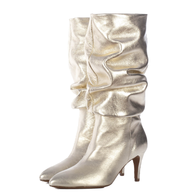 Shop Toral Slouchy Metallic Gold Boots In Silver