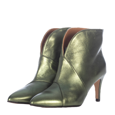 Shop Toral Green Metallic Leather Ankle Boots