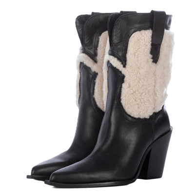 Shop Toral Black Helga Western Boot With Fur