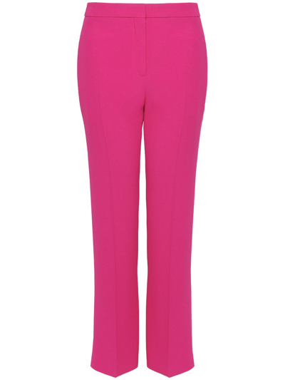 Shop Alexander Mcqueen Pink Cropped Straight-leg Trousers