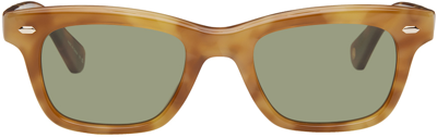 Shop Garrett Leight Brown Grove Sunglasses In Emt/grn Ember Tortoi