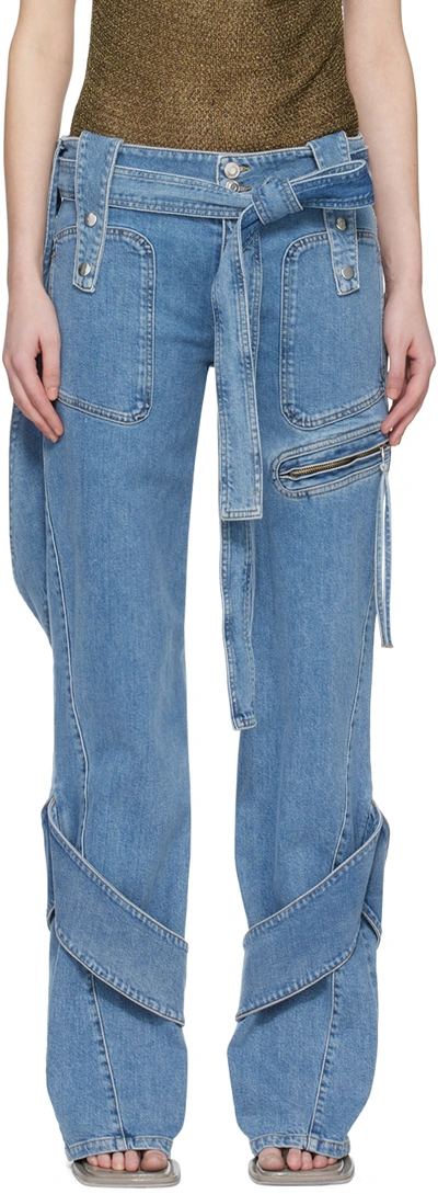 Shop Blumarine Blue Layered Jeans In D0631 Allure