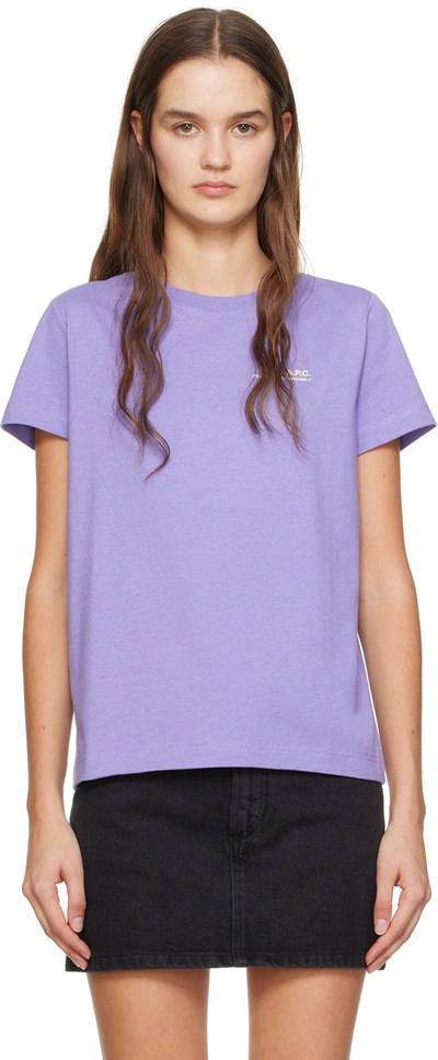 Shop Apc Purple Item H T-shirt In Piq Violet Chine