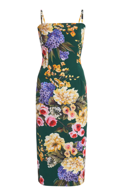Shop Dolce & Gabbana Floral Charmeuse Midi Dress In Multi