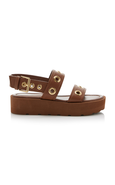 Shop Gianvito Rossi Embellished Leather Platform Sandals In Tan