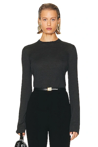 Shop Saint Laurent Crewneck Sweater In Anthracite Chine