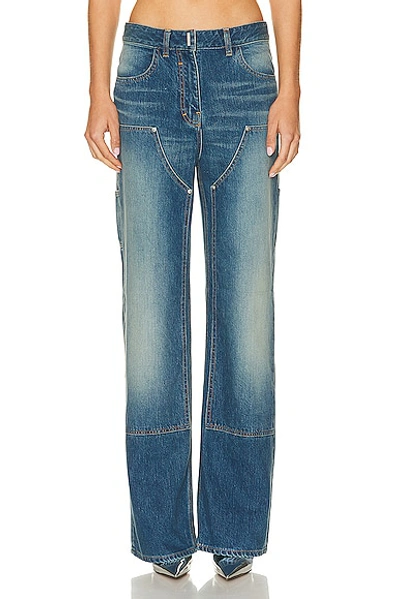 Shop Givenchy Patches Wide Leg In Deep Blue