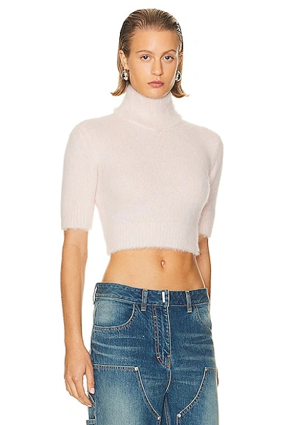 Shop Givenchy 4g Tonal High Neck Cropped Sweater In Blush Pink