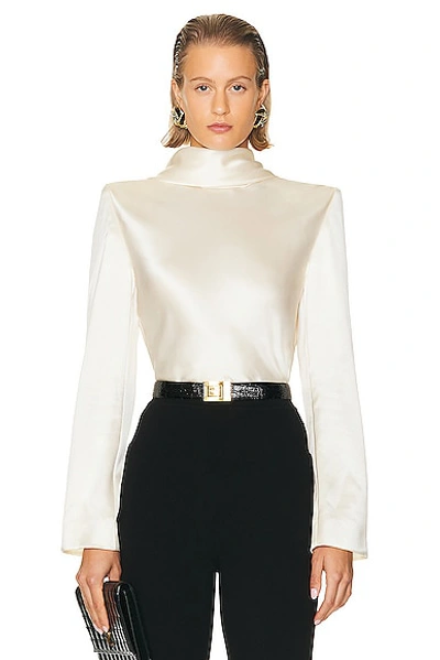 Shop Saint Laurent Drape Back Top In Craie