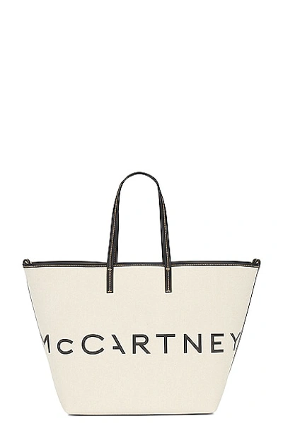 Stella Mccartney Salt And Pepper Canvas Tote Bag In Ecru