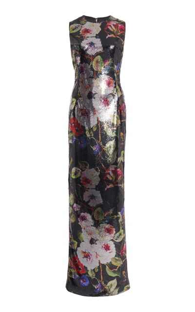 Shop Dolce & Gabbana Sequined Floral Maxi Dress In Multi