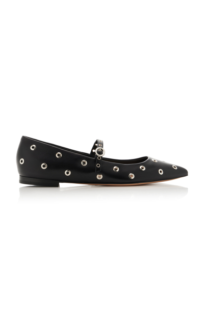Shop Gianvito Rossi Studded Leather Flats In Black