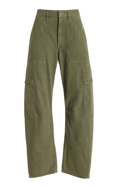 Shop Citizens Of Humanity Marcelle Low-slung Cotton Cargo Pants In Green