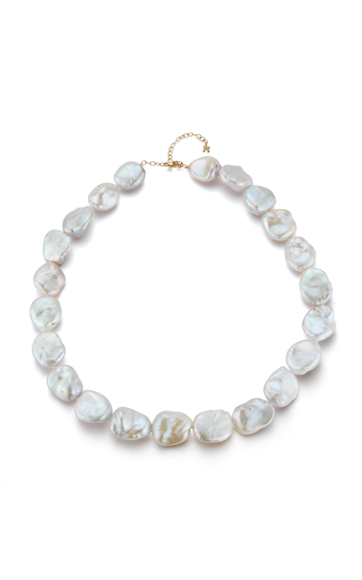 Shop Mateo 14k Yellow Gold Baroque Pearl Bracelet In White