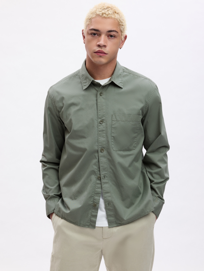 Shop Gap Relaxed Twill Shirt In Sage Green