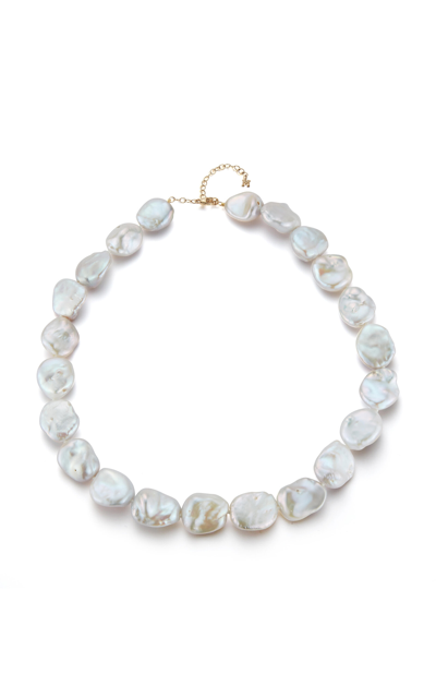 Shop Mateo 14k Yellow Gold Baroque Pearl Necklace In White