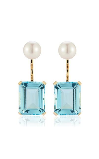 Shop Mateo 14k Yellow Gold Pearl; Amethyst Earrings In Blue