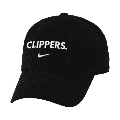 Shop Nike La Clippers Icon Edition  Unisex Nba Corduroy Campus Cap In Black