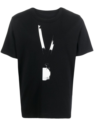Shop Mm6 Maison Margiela Backstage Pass Cotton T-shirt In Black