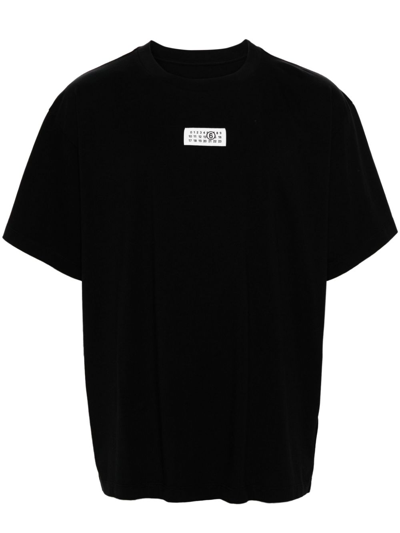 Shop Mm6 Maison Margiela Logo Cotton T-shirt In Black