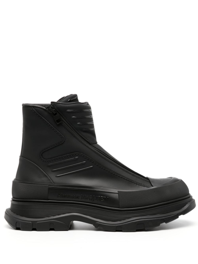 Shop Alexander Mcqueen Tread Slick Leather Boots - Men's - Calf Leather/fabric/rubber In Black