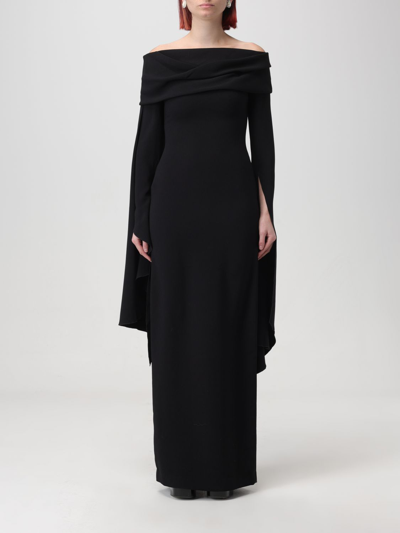 Shop Solace London The Arden Draped Long Dress In Black