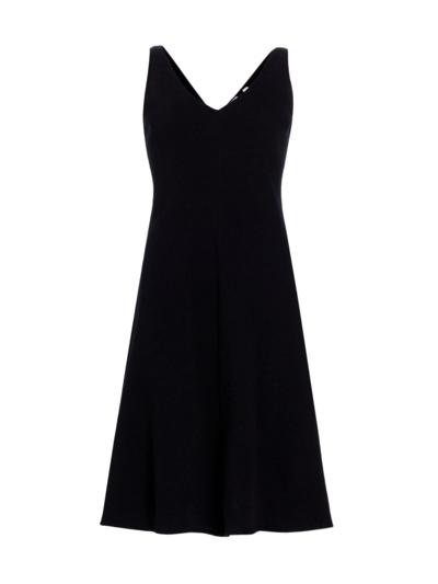 Shop Vince Women's V-neck Wool-blend Slip Dress In Black