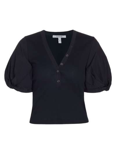 Shop Derek Lam 10 Crosby Women's Fallon Mixed-media T-shirt In Midnight