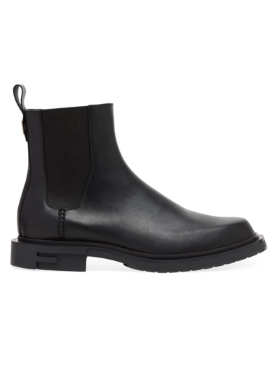 Shop Fendi Men's Frame Leather Boots In Black