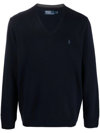 Shop Polo Ralph Lauren V-neck Sweater In Blue