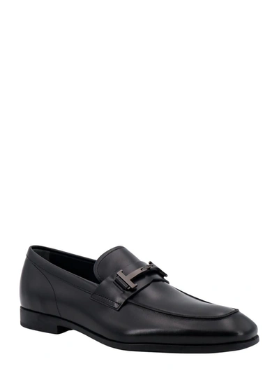 Tod's Smooth Leather Moccasin Loafers With Subtle Stitching In Black